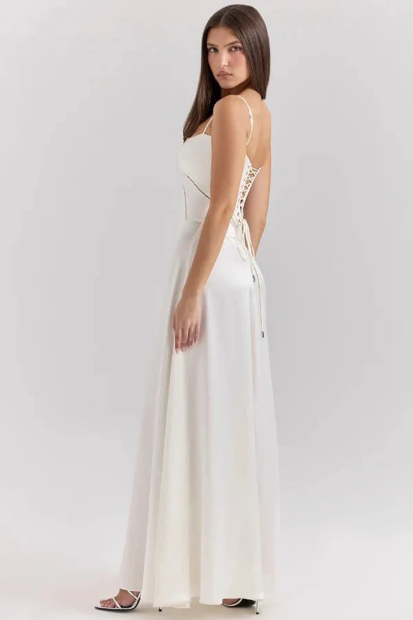 Gabriella | Silky Satin Corset Maxi Dress
