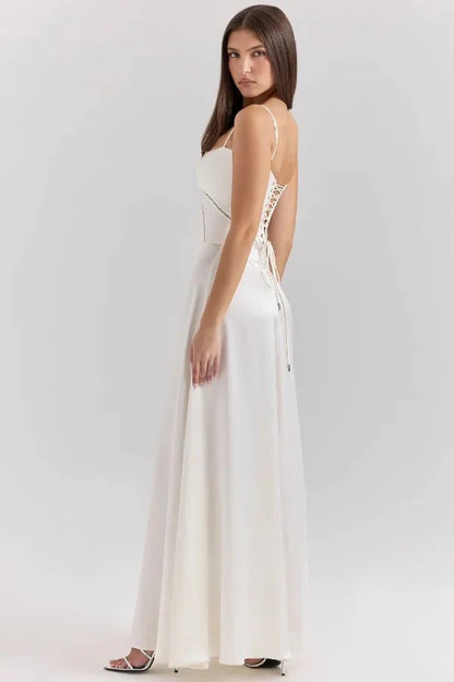 Gabriella | Silky Satin Corset Maxi Dress