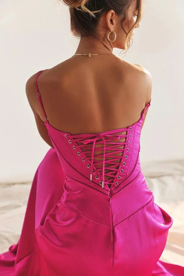 Gabriella | Silky Satin Corset Maxi Dress