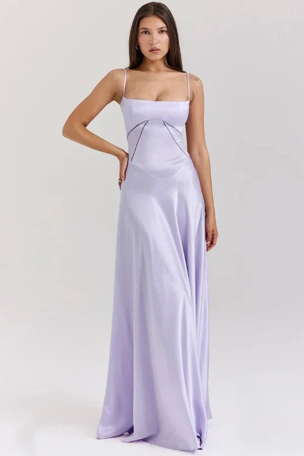 Gabriella | Silky Satin Corset Maxi Dress