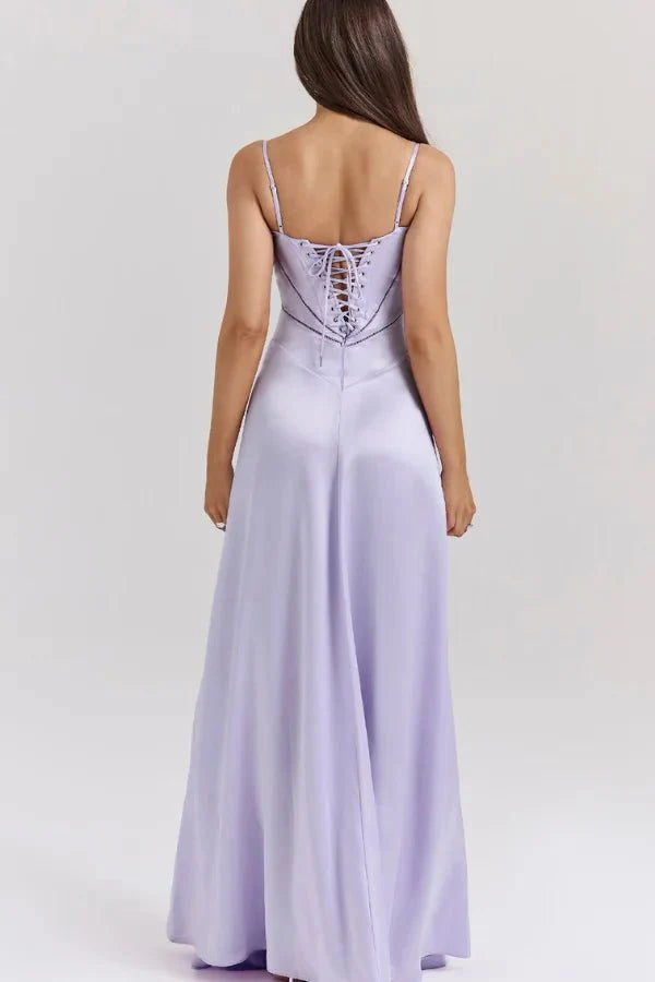 Gabriella | Silky Satin Corset Maxi Dress