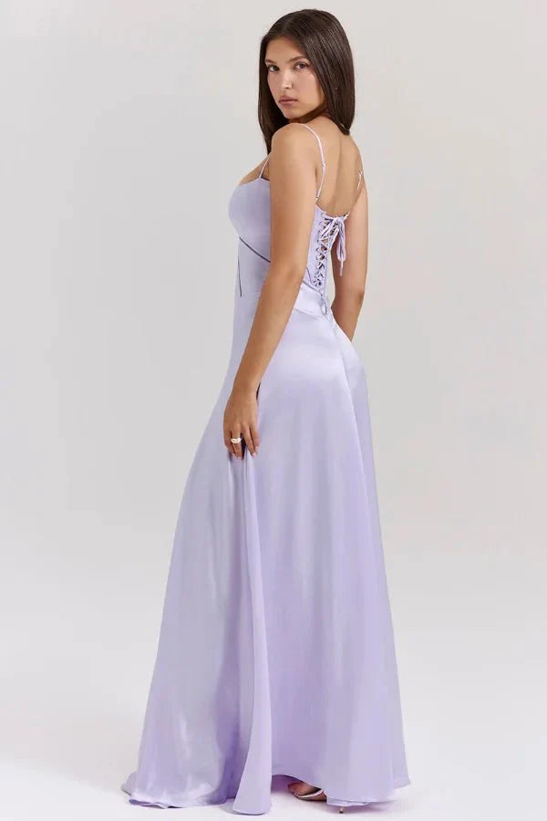 Gabriella | Silky Satin Corset Maxi Dress
