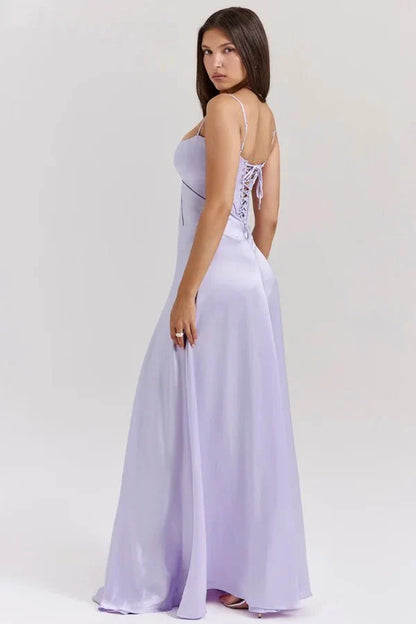 Gabriella | Silky Satin Corset Maxi Dress
