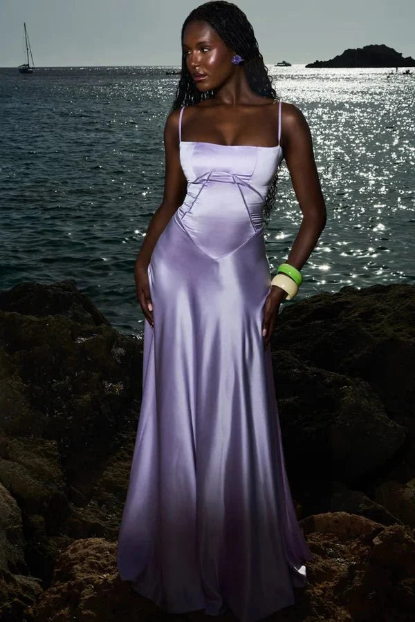 Gabriella | Silky Satin Corset Maxi Dress