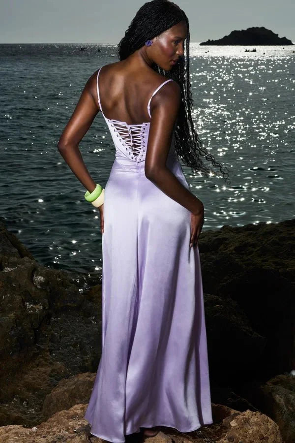 Gabriella | Silky Satin Corset Maxi Dress