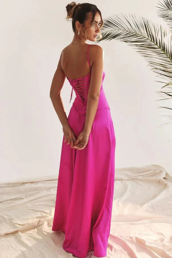 Gabriella | Silky Satin Corset Maxi Dress