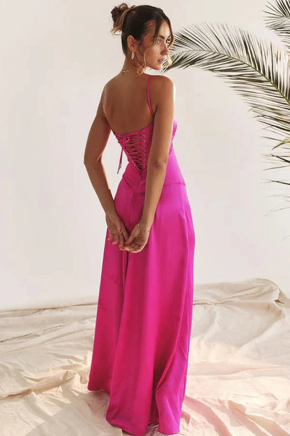 Gabriella | Silky Satin Corset Maxi Dress