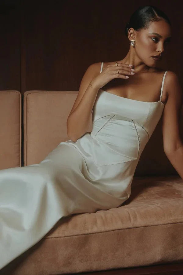Gabriella | Silky Satin Corset Maxi Dress