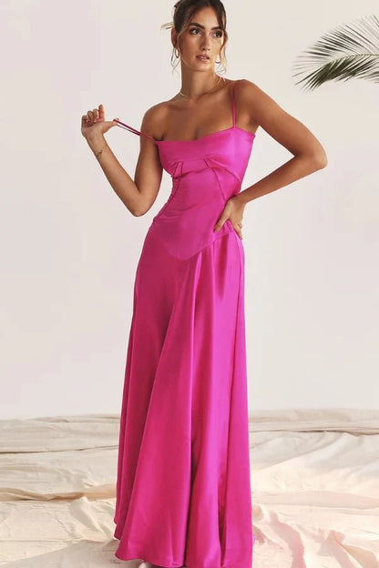 Gabriella | Silky Satin Corset Maxi Dress