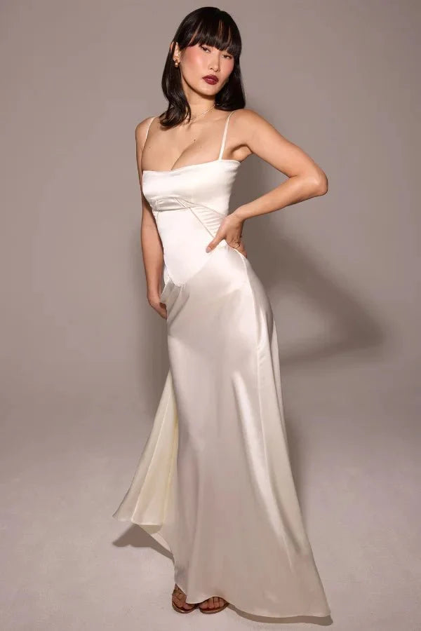 Gabriella | Silky Satin Corset Maxi Dress