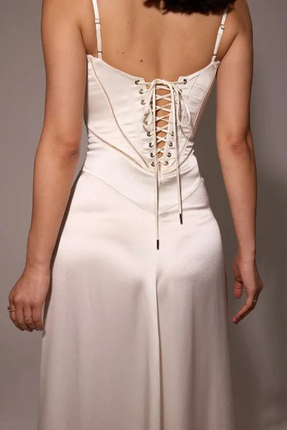 Gabriella | Silky Satin Corset Maxi Dress
