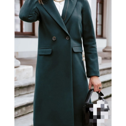 Elena | Elegant Wool-Blend Long Coat