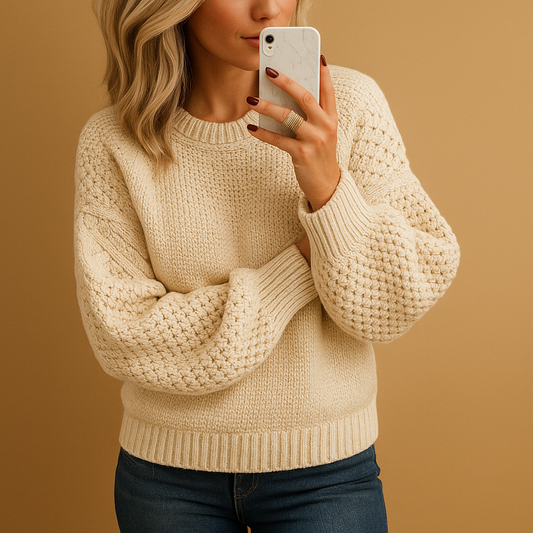 Textured Knit Pullover Sweater for Women — Cozy Fit
