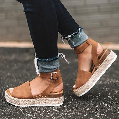 Jordan | Women's Jute Wedge Sandals - Stylish Platform Shoes