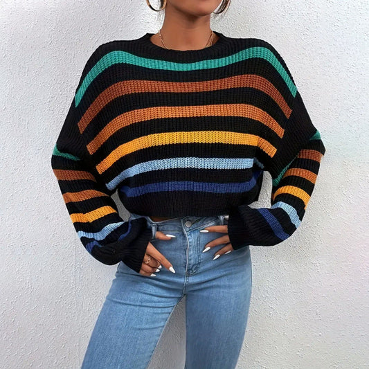 Amber | Women's Cropped Striped Sweater