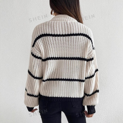 Rachael | Women's Oversized Striped Crew Neck Sweater