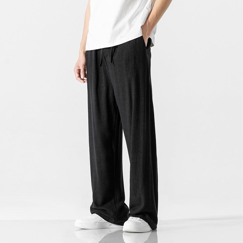 Jeffrey | Men’s Casual Trousers – Loose Fit – Full Length – Comfortable Drawstring Waist