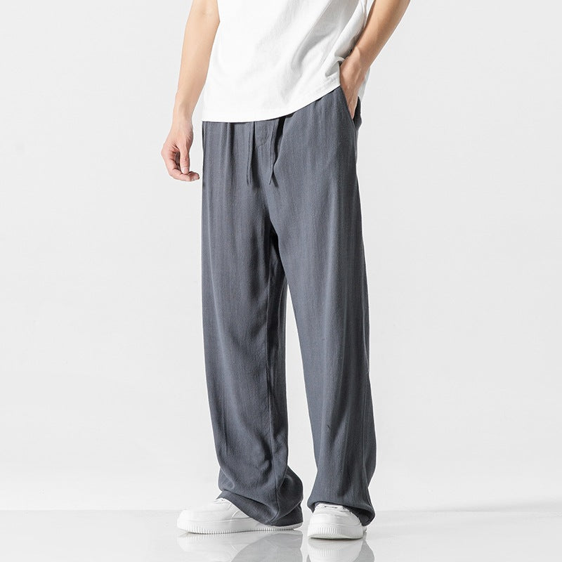 Jeffrey | Men’s Casual Trousers – Loose Fit – Full Length – Comfortable Drawstring Waist