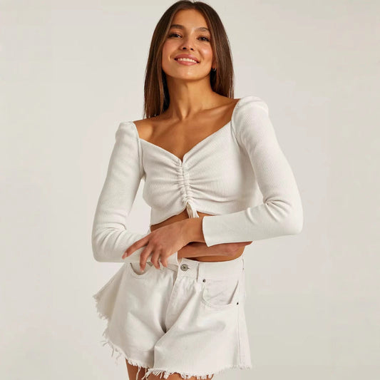 Kristen | Women's Ruched Front Long Sleeve Top