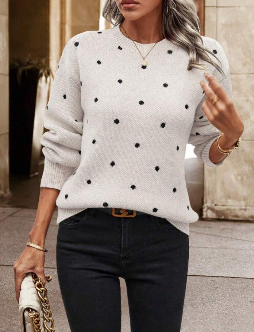 Anne | Women's Relaxed Fit Polka Dot Sweater