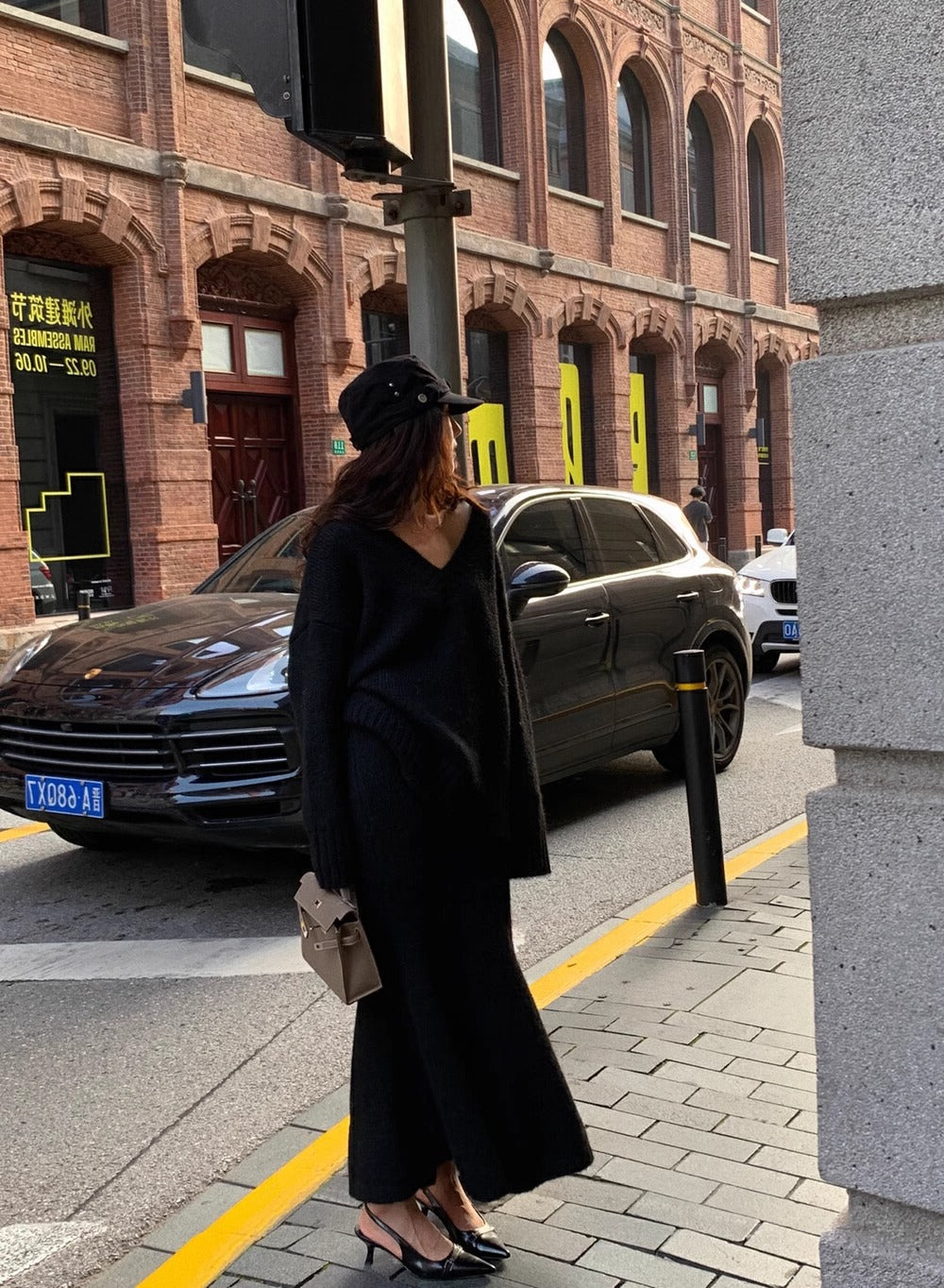 Morgan | Women's V-Neck Knit Sweater and Flare Midi Skirt Set