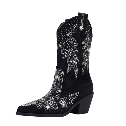 Yvette | Women's Rhinestone Mid Calf Cowboy Boots