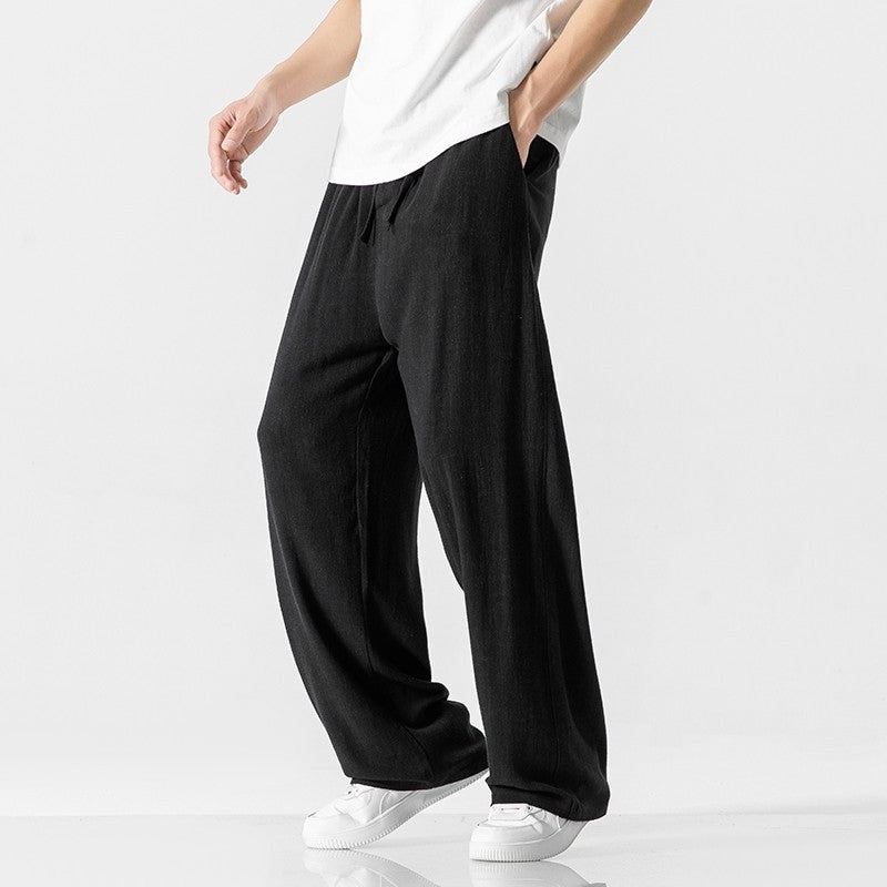 Jeffrey | Men’s Casual Trousers – Loose Fit – Full Length – Comfortable Drawstring Waist