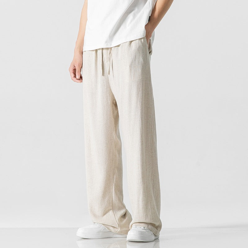 Jeffrey | Men’s Casual Trousers – Loose Fit – Full Length – Comfortable Drawstring Waist