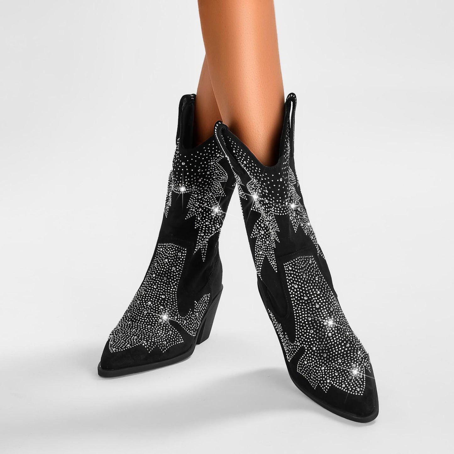 Yvette | Women's Rhinestone Mid Calf Cowboy Boots