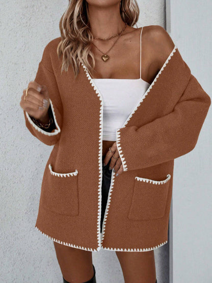 Jane | Women's Open Front Pocket Long Sleeve Cardigan