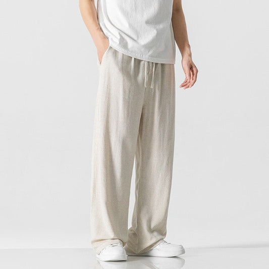 Jeffrey | Men’s Casual Trousers – Loose Fit – Full Length – Comfortable Drawstring Waist