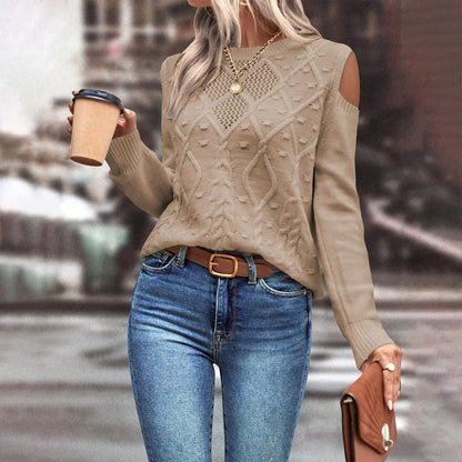 Sage | Women's Cold Shoulder Cable Knit Sweater