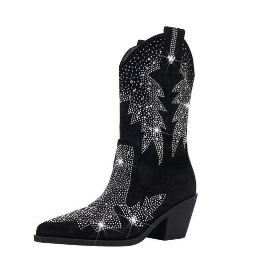 Yvette | Women's Rhinestone Mid Calf Cowboy Boots