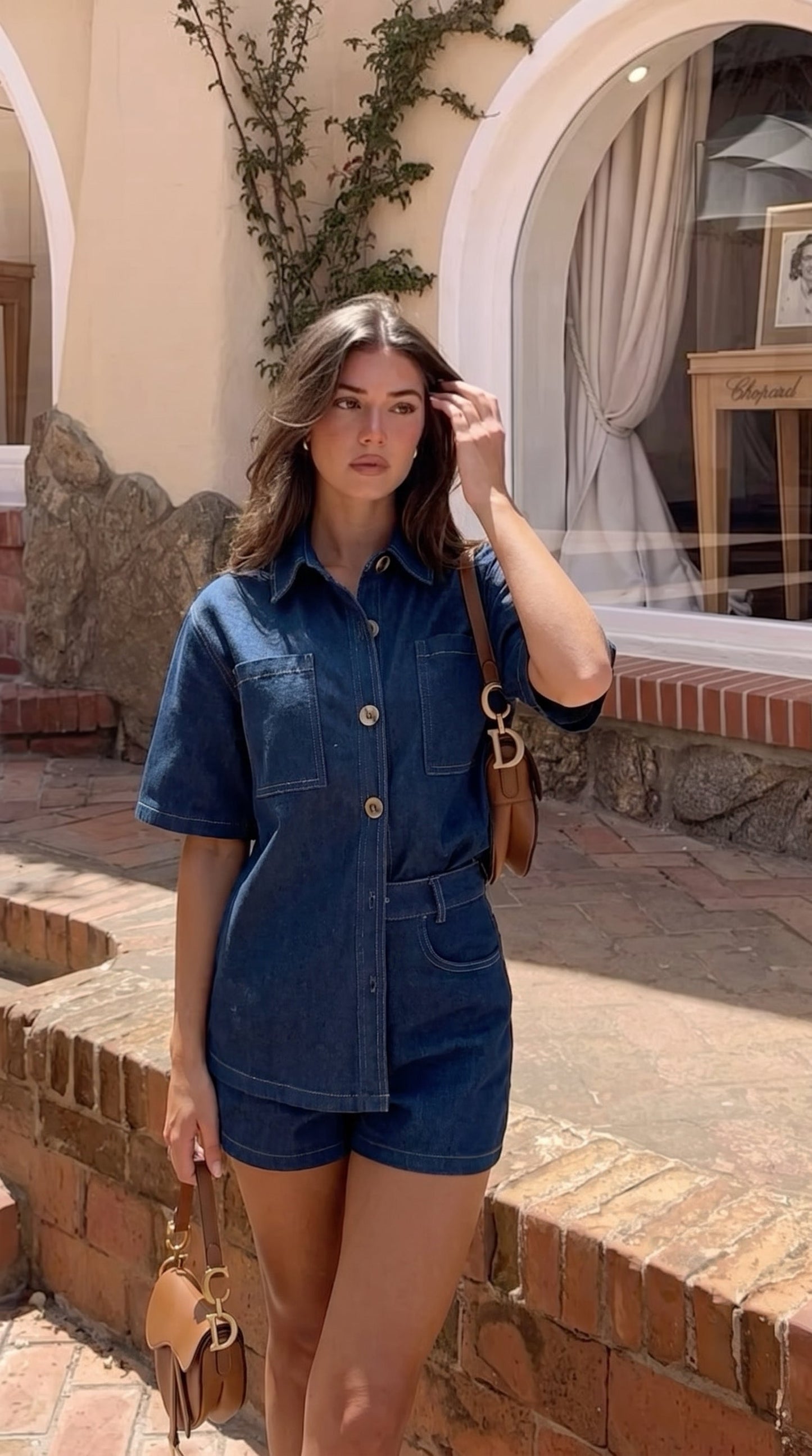 Caroline | Denim Co-Ord Set with Shirt and Shorts