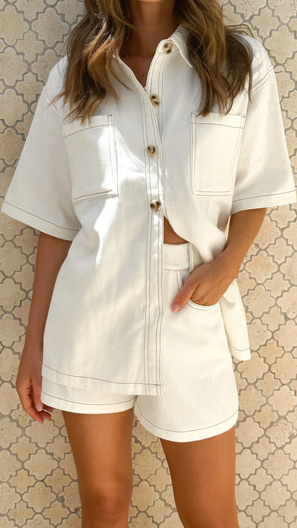 Caroline | Denim Co-Ord Set with Shirt and Shorts
