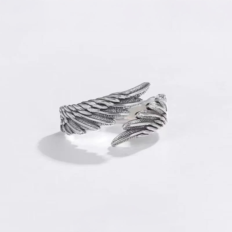 Open Band Ring with Textured Wing Detail