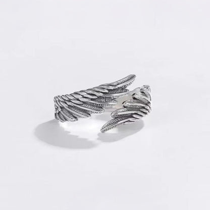 Open Band Ring with Textured Wing Detail
