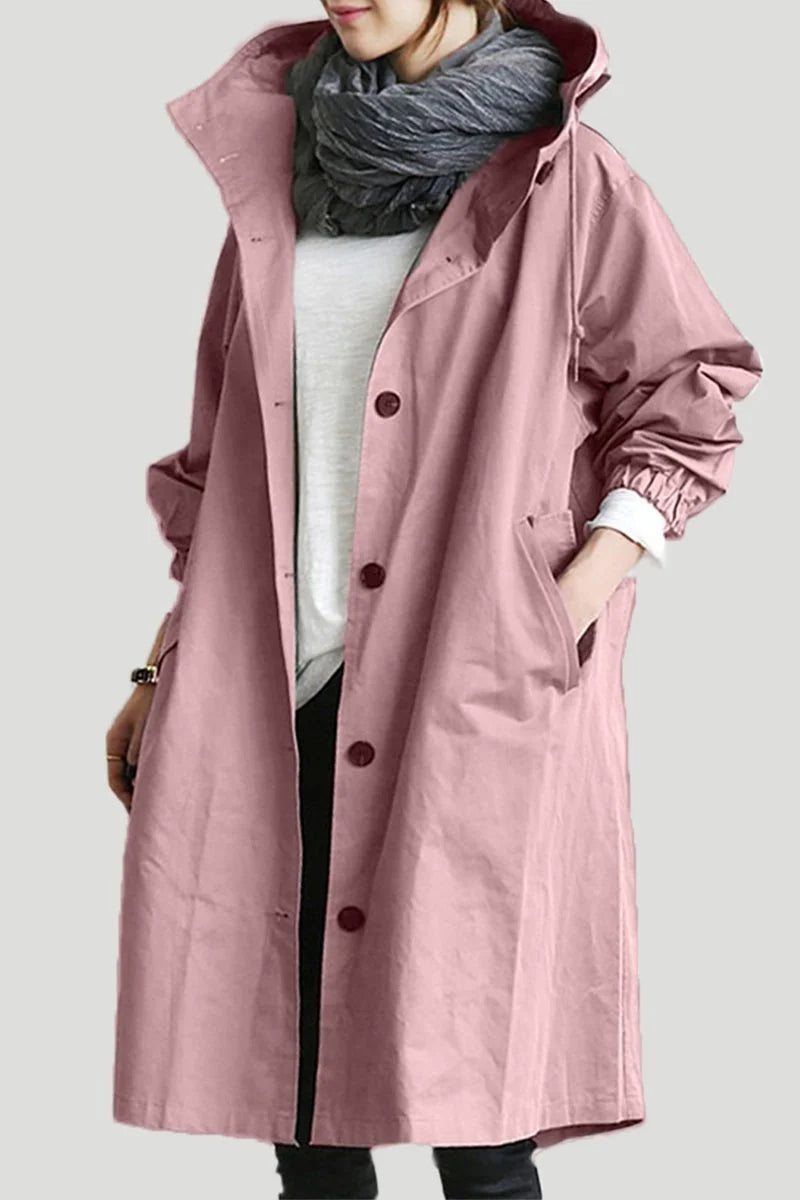 Daisy | Oversized Hooded Longline Trench Coat Drawstring Collar