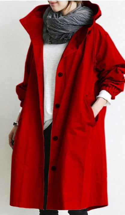 Daisy | Oversized Hooded Longline Trench Coat Drawstring Collar