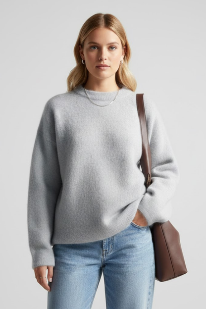 Mila | Women's Dropped Shoulder Round Neck Knit Sweater