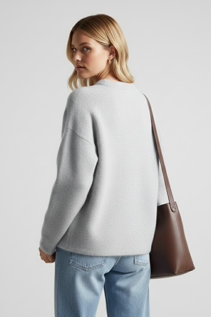 Mila | Women's Dropped Shoulder Round Neck Knit Sweater