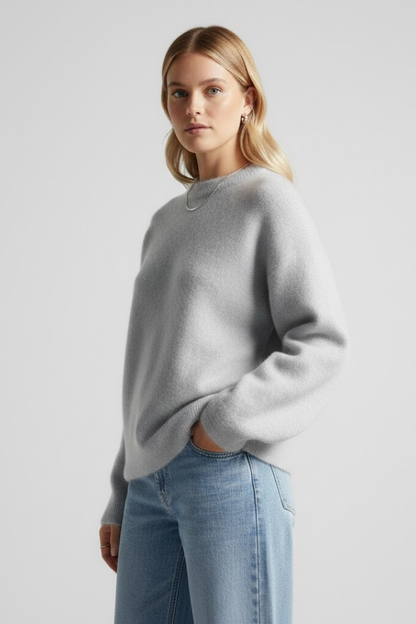 Mila | Women's Dropped Shoulder Round Neck Knit Sweater