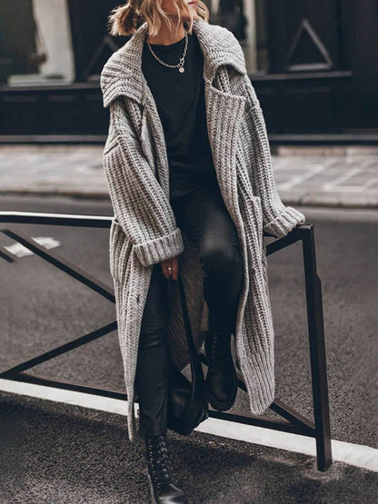 Petra | Women's Chunky Rib Oversized Lapel Cardigan Coat