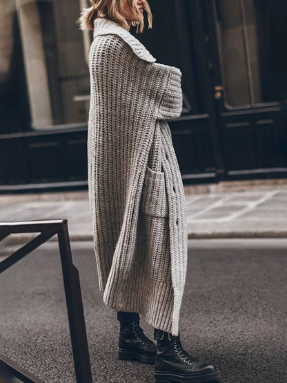 Petra | Women's Chunky Rib Oversized Lapel Cardigan Coat