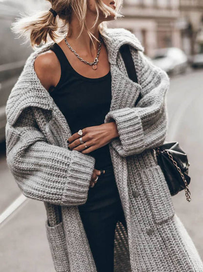 Petra | Women's Chunky Rib Oversized Lapel Cardigan Coat