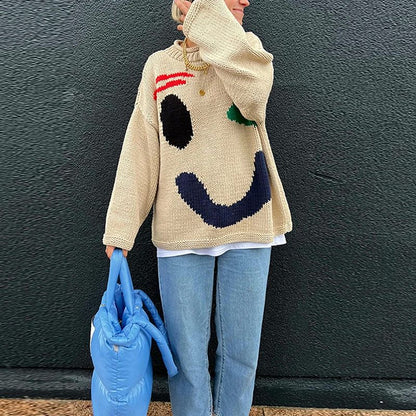 Oversized sweaters with smiley face design