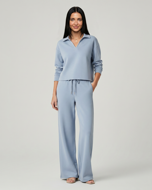 Calista | Coordinated Two Piece Set with Wide Leg Pants