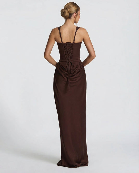Ruby | Women's Corset Maxi Dress with Draped Skirt
