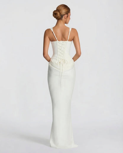 Ruby | Corset Maxi Dress with Draped Skirt