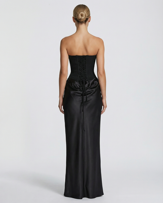 Gemma | Maxi Dress with Strapless Corset and Draped Skirt